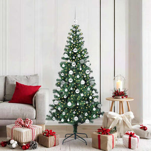 Vidaxl kunstmatig voorverlicht kerstboom groen 180 cm pvc en metaal
