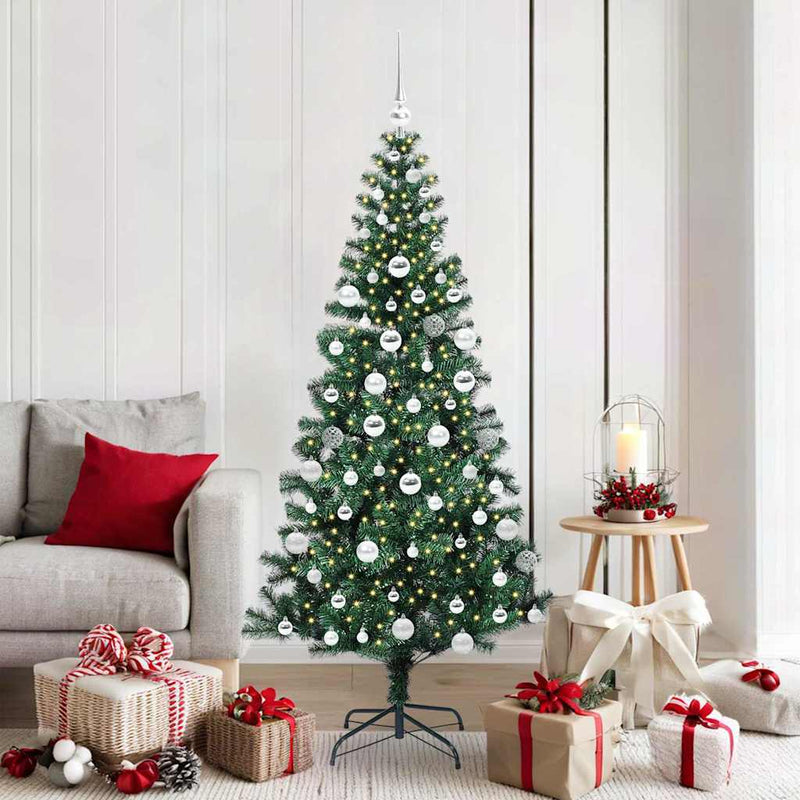Chargez l'image dans la visionneuse de la galerie, Vidaxl kunstmatig voorverlicht kerstboom groen 180 cm pvc en metaal
