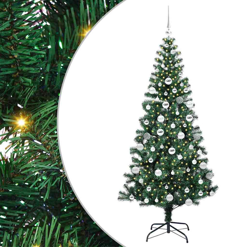 Chargez l'image dans la visionneuse de la galerie, Vidaxl kunstmatig voorverlicht kerstboom groen 180 cm pvc en metaal
