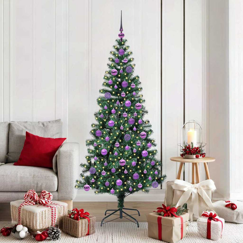 Chargez l'image dans la visionneuse de la galerie, Vidaxl kunstmatig voorverlicht kerstboom groen 180 cm pvc en metaal
