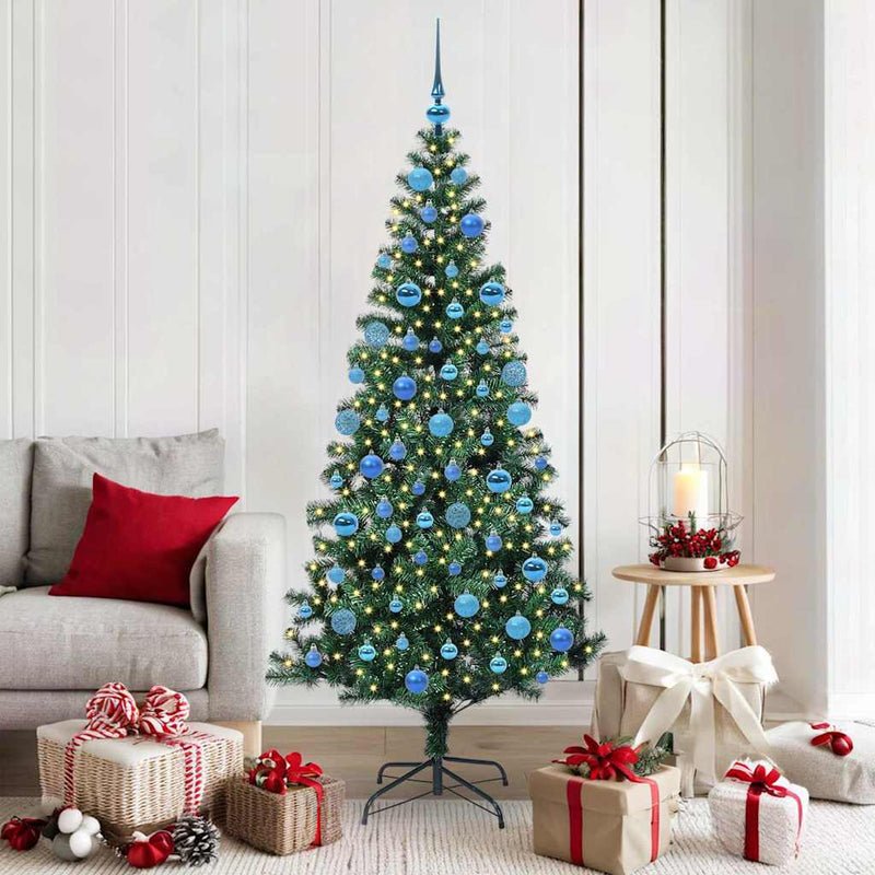Chargez l'image dans la visionneuse de la galerie, Vidaxl kunstmatig voorverlicht kerstboom groen 180 cm pvc en metaal
