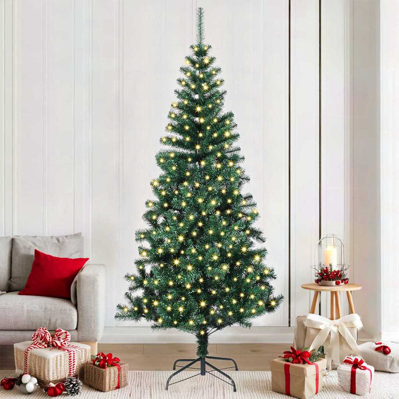 Chargez l'image dans la visionneuse de la galerie, Vidaxl kunstmatig voorverlicht kerstboom groen 210 cm pvc en metaal
