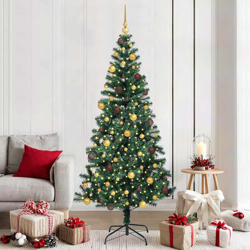 Afbeelding laden in galerijviewer, Vidaxl kunstmatig voorverlicht kerstboom groen 210 cm pvc en metaal

