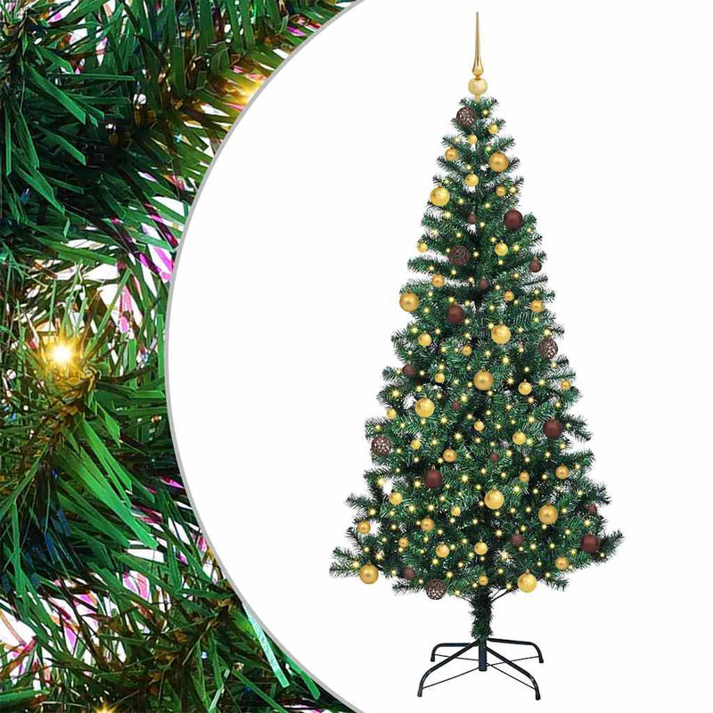 Afbeelding laden in galerijviewer, Vidaxl kunstmatig voorverlicht kerstboom groen 210 cm pvc en metaal
