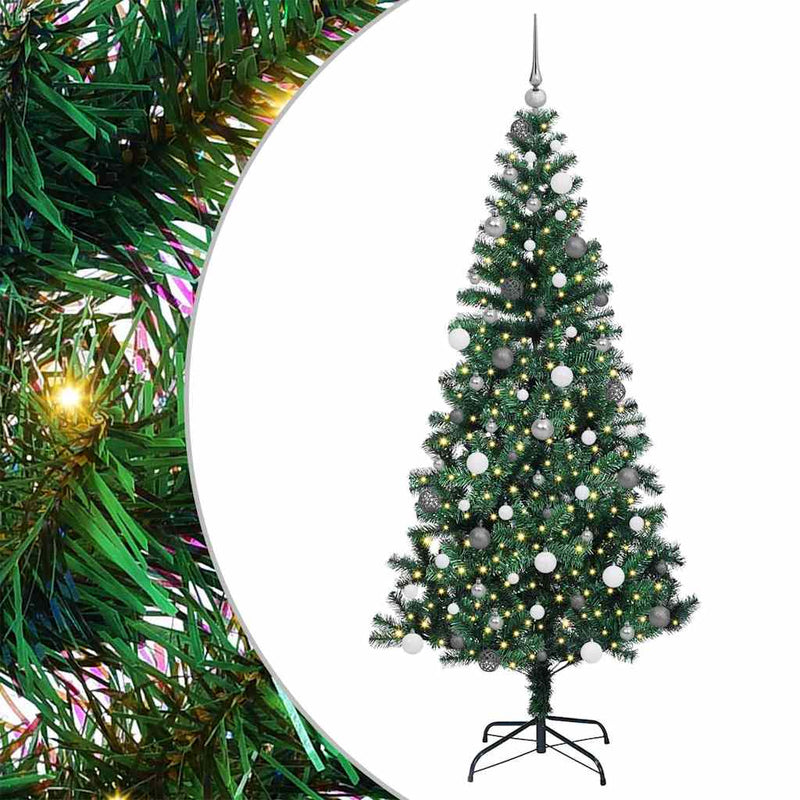Afbeelding laden in galerijviewer, Vidaxl kunstmatig voorverlicht kerstboom groen 210 cm pvc en metaal
