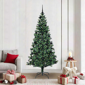 Vidaxl kunstmatig voorverlicht kerstboom groen 210 cm pvc en metaal