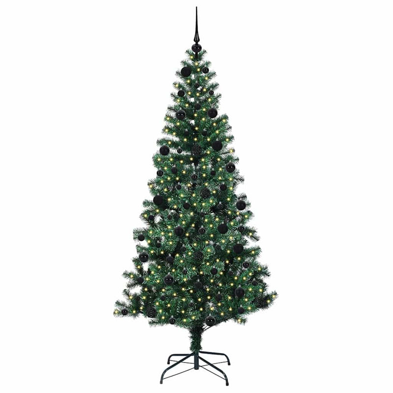 Chargez l'image dans la visionneuse de la galerie, Vidaxl kunstmatig voorverlicht kerstboom groen 210 cm pvc en metaal
