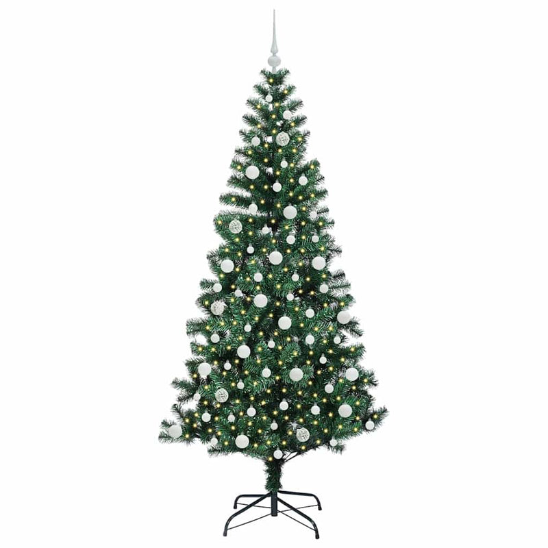 Chargez l'image dans la visionneuse de la galerie, Vidaxl kunstmatig voorverlicht kerstboom groen 210 cm pvc en metaal
