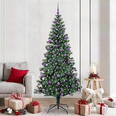 Vidaxl kunstmatig voorverlicht kerstboom groen 210 cm pvc en metaal