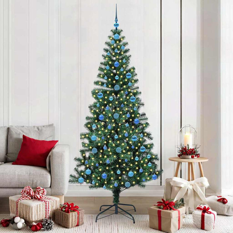 Chargez l'image dans la visionneuse de la galerie, Vidaxl kunstmatig voorverlicht kerstboom groen 210 cm pvc en metaal
