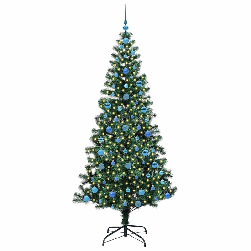 Chargez l'image dans la visionneuse de la galerie, Vidaxl kunstmatig voorverlicht kerstboom groen 210 cm pvc en metaal
