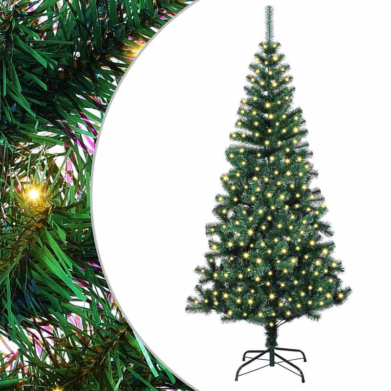 Chargez l'image dans la visionneuse de la galerie, Vidaxl kunstmatig voorverlicht kerstboom groen 240 cm pvc en metaal
