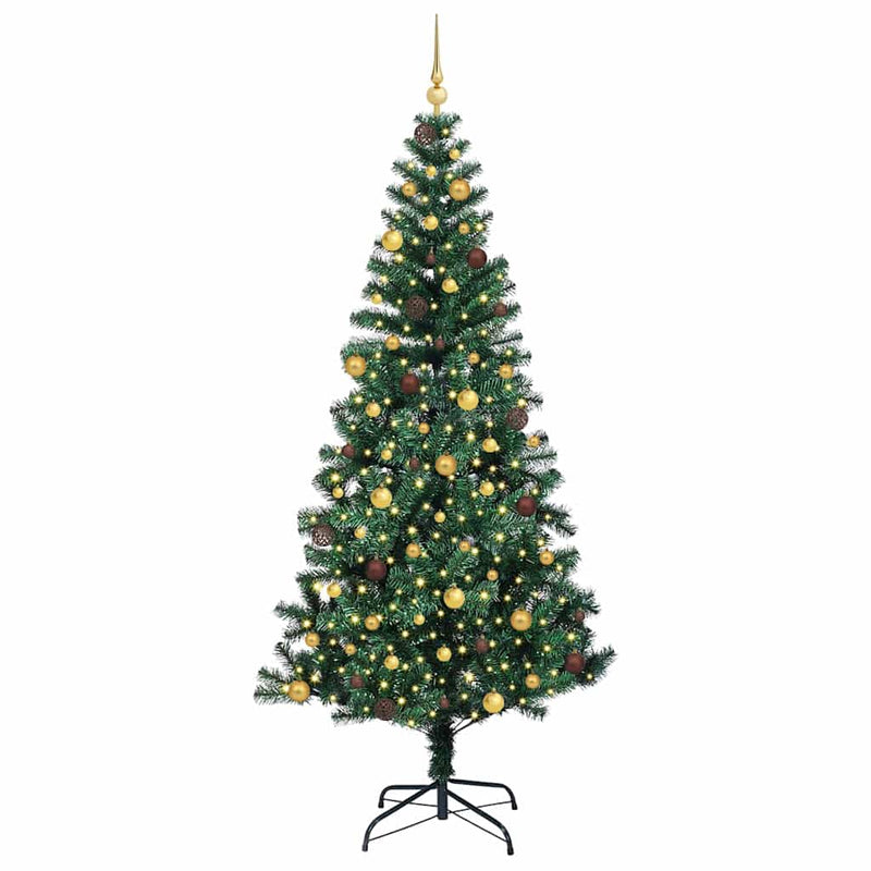 ギャラリービューアに画像をロードする, Vidaxl kunstmatig voorverlicht kerstboom groen 240 cm pvc en metaal
