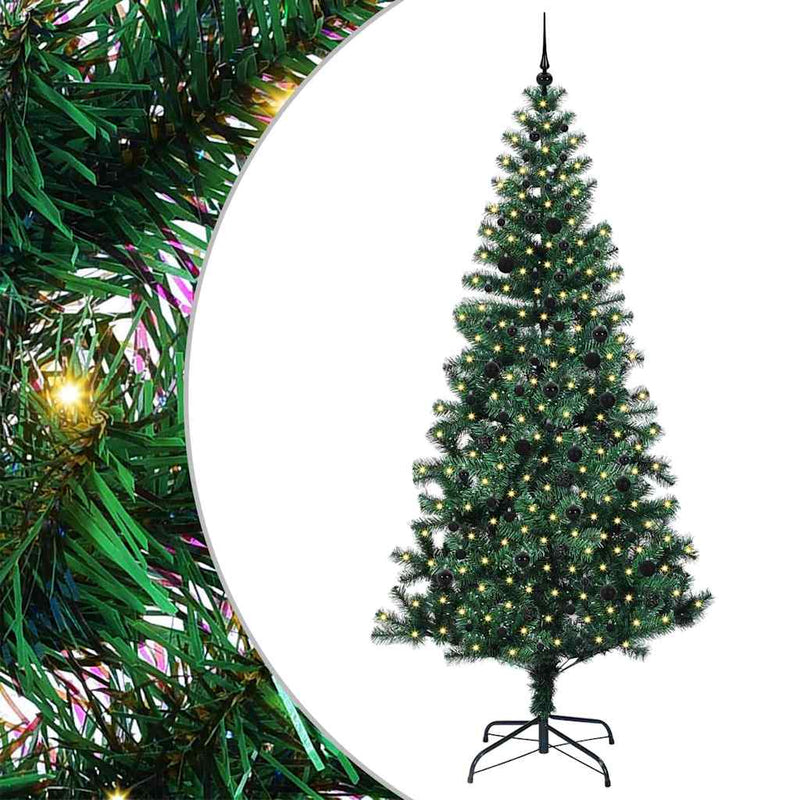 Chargez l'image dans la visionneuse de la galerie, Vidaxl kunstmatig voorverlicht kerstboom groen 240 cm pvc en metaal
