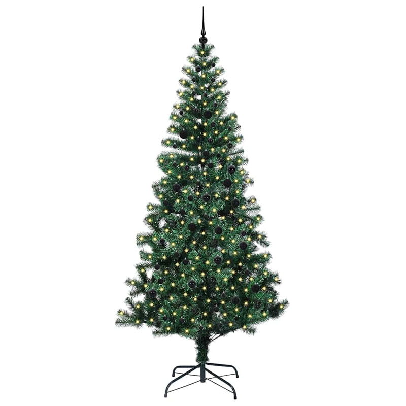 Chargez l'image dans la visionneuse de la galerie, Vidaxl kunstmatig voorverlicht kerstboom groen 240 cm pvc en metaal
