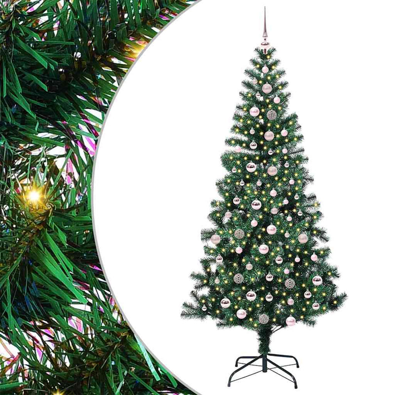 Chargez l'image dans la visionneuse de la galerie, Vidaxl kunstmatig voorverlicht kerstboom groen 240 cm pvc en metaal
