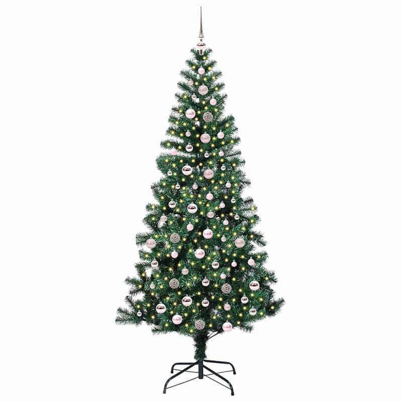 Chargez l'image dans la visionneuse de la galerie, Vidaxl kunstmatig voorverlicht kerstboom groen 240 cm pvc en metaal
