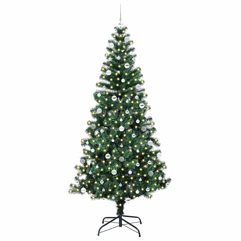 Chargez l'image dans la visionneuse de la galerie, Vidaxl kunstmatig voorverlicht kerstboom groen 240 cm pvc en metaal

