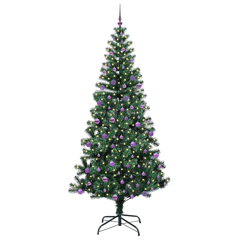 Chargez l'image dans la visionneuse de la galerie, Vidaxl kunstmatig voorverlicht kerstboom groen 240 cm pvc en metaal
