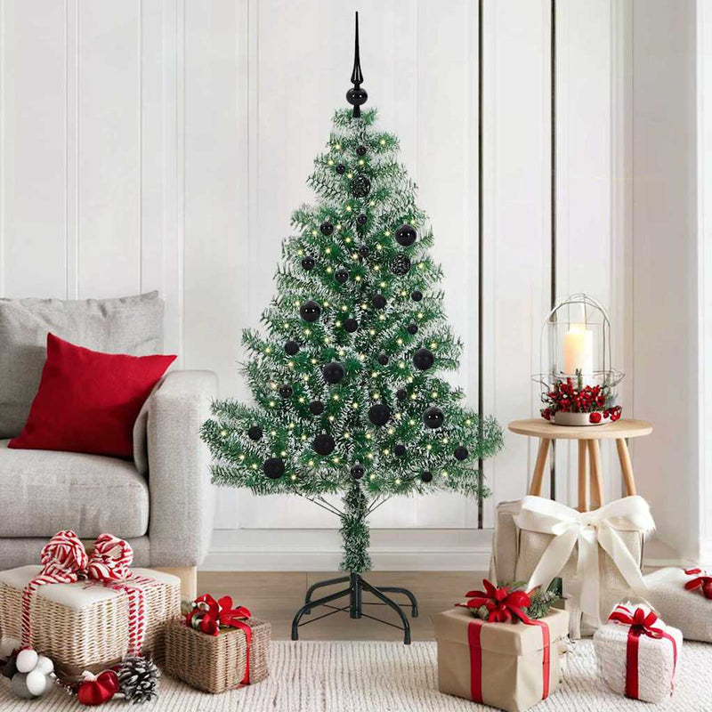 Chargez l'image dans la visionneuse de la galerie, Vidaxl kunstmatige kerstboom sneeuw gevlochten met led licht 150 cm
