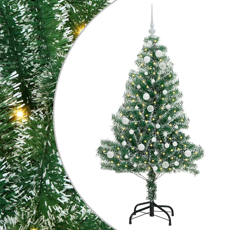 ギャラリービューアに画像をロードする, Vidaxl kunstmatige kerstboom sneeuw gevlochten met led licht 150 cm

