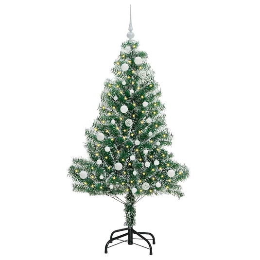 Vidaxl kunstmatige kerstboom sneeuw gevlochten met led licht 150 cm
