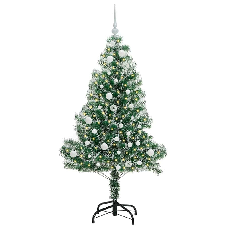 ギャラリービューアに画像をロードする, Vidaxl kunstmatige kerstboom sneeuw gevlochten met led licht 150 cm
