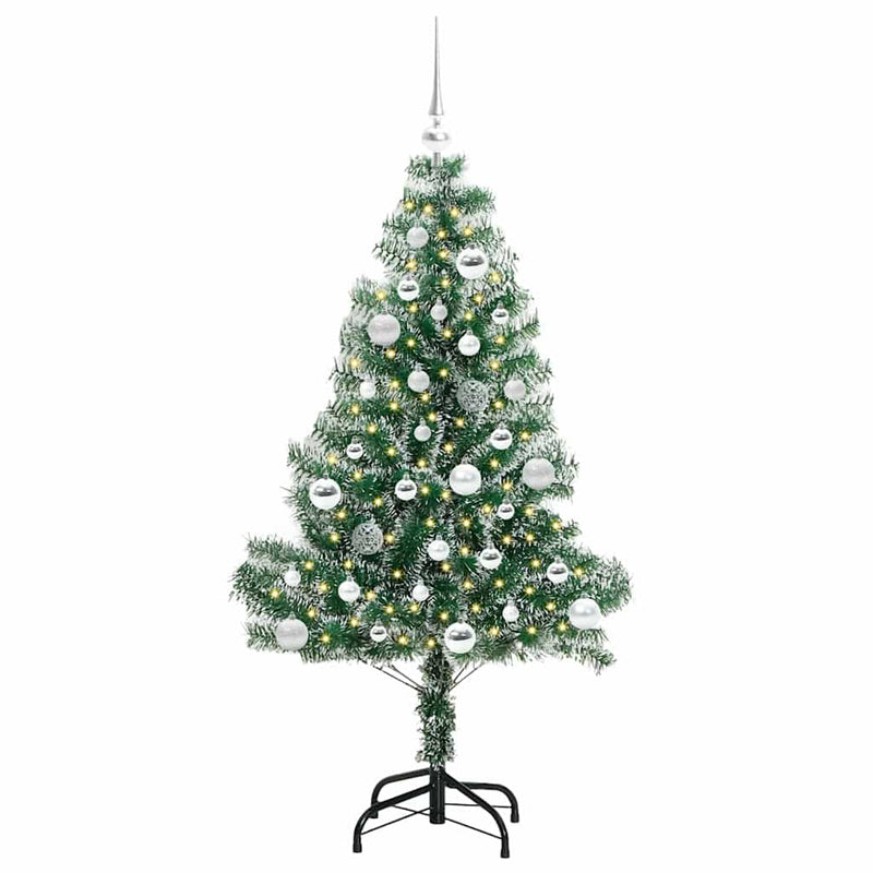 Chargez l'image dans la visionneuse de la galerie, Vidaxl kunstmatige kerstboom sneeuw gevlochten met led licht 150 cm
