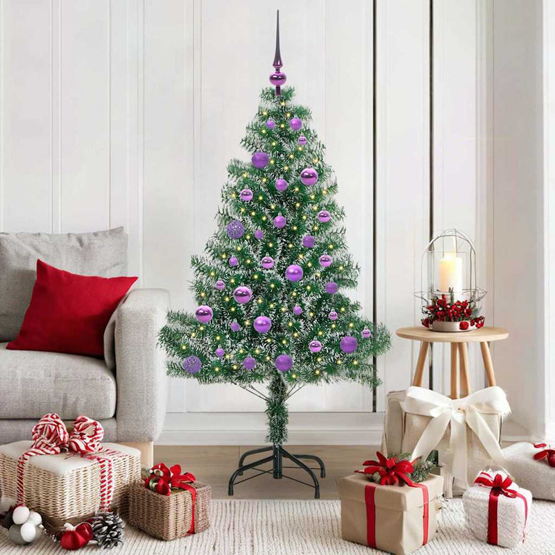 Chargez l'image dans la visionneuse de la galerie, Vidaxl kunstmatige kerstboom sneeuw gevlochten met led licht 150 cm
