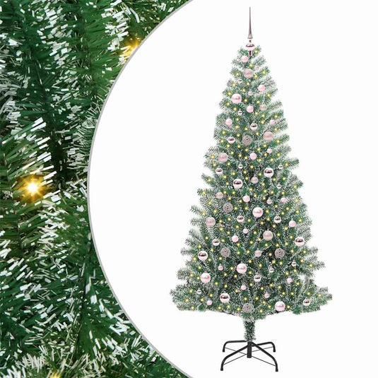 Vidaxl kunstmatige kerstboom sneeuw gevlochten met led licht 210 cm