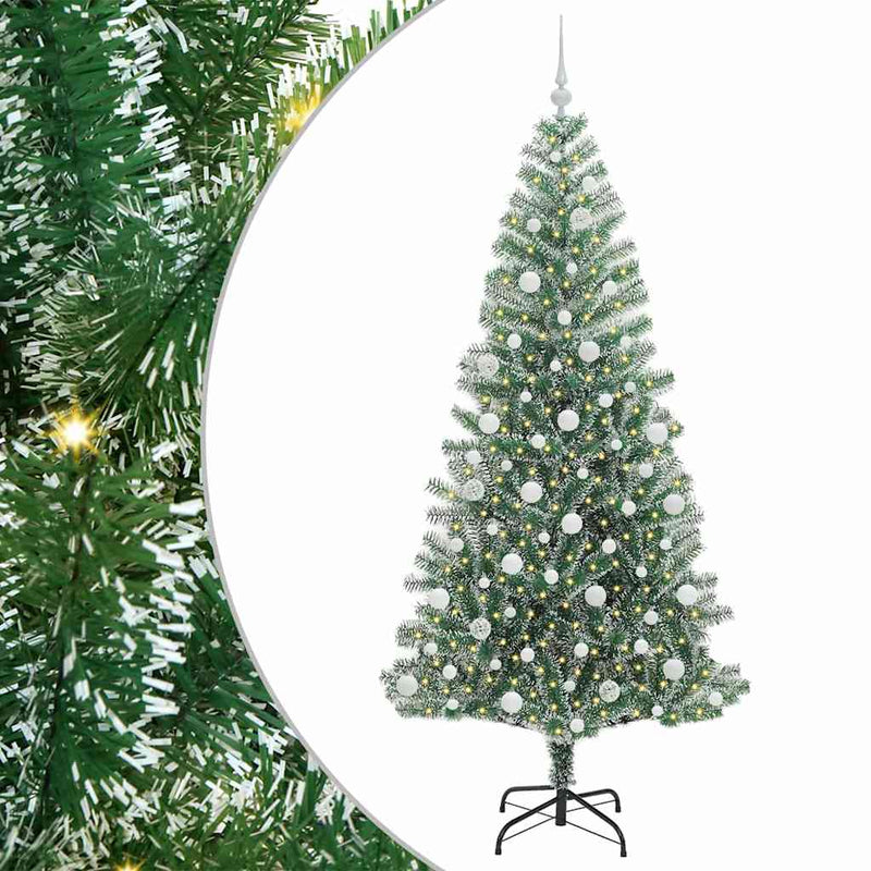 ギャラリービューアに画像をロードする, Vidaxl kunstmatige kerstboom sneeuw gevlochten met led licht 210 cm
