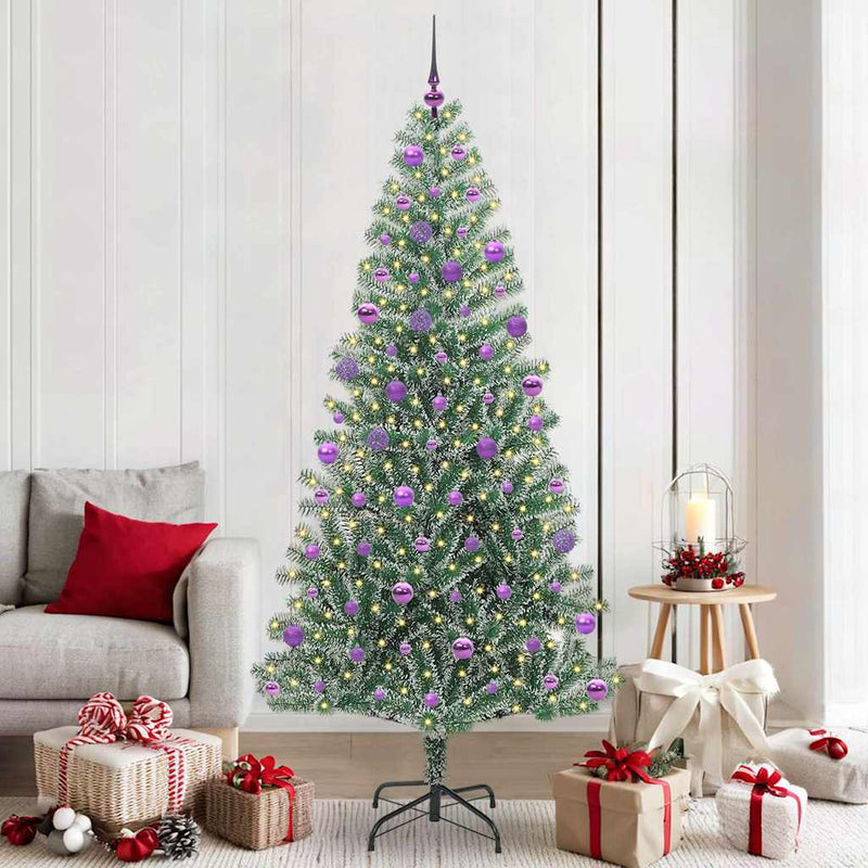 ギャラリービューアに画像をロードする, Vidaxl kunstmatige kerstboom sneeuw gevlochten met led licht 210 cm
