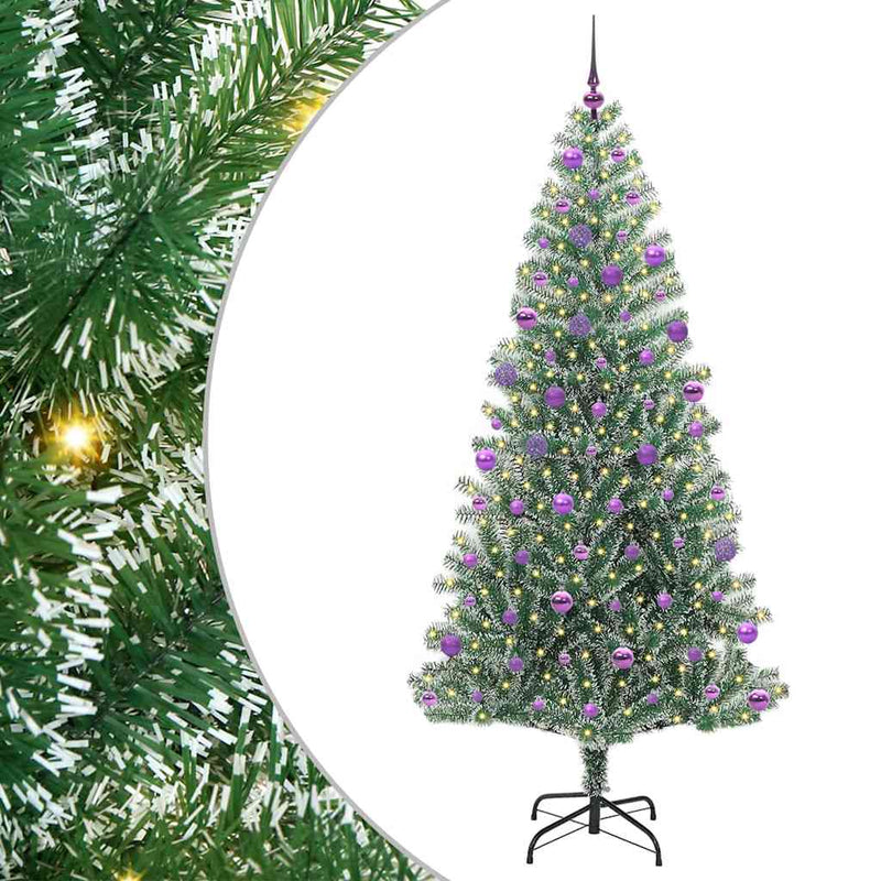 ギャラリービューアに画像をロードする, Vidaxl kunstmatige kerstboom sneeuw gevlochten met led licht 210 cm
