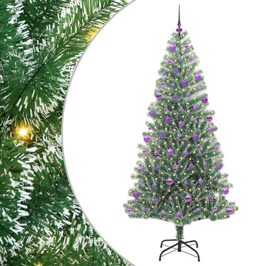 Vidaxl kunstmatige kerstboom sneeuw gevlochten met led licht 210 cm