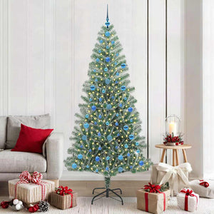 Vidaxl kunstmatige kerstboom sneeuw gevlochten met led licht 210 cm