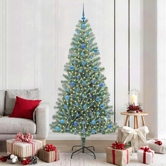 Vidaxl kunstmatige kerstboom sneeuw gevlochten met led licht 210 cm