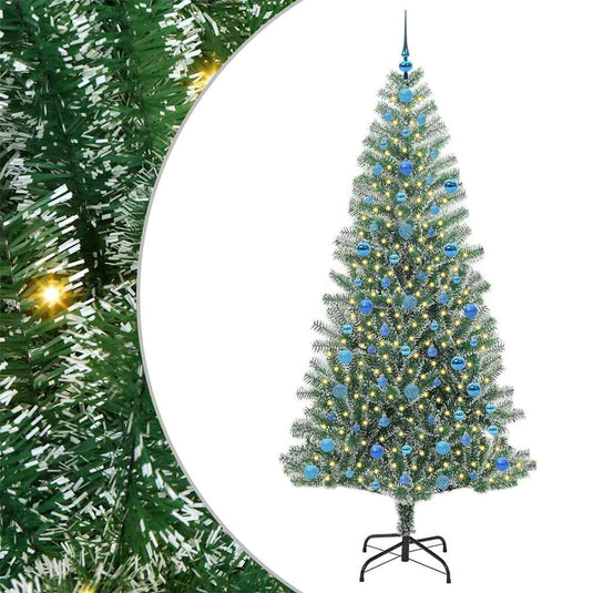 Vidaxl kunstmatige kerstboom sneeuw gevlochten met led licht 210 cm