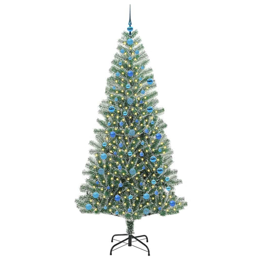 Vidaxl kunstmatige kerstboom sneeuw gevlochten met led licht 210 cm