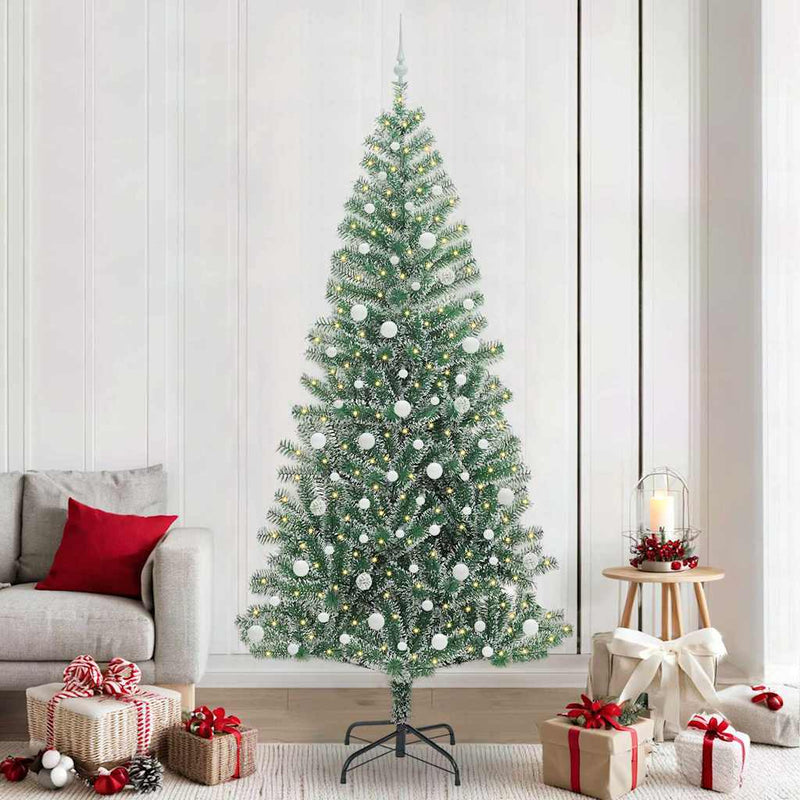 Chargez l'image dans la visionneuse de la galerie, Vidaxl kunstmatige kerstboom sneeuw gevlochten met led licht 240 cm
