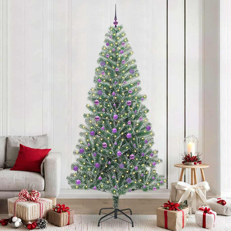 Chargez l'image dans la visionneuse de la galerie, Vidaxl kunstmatige kerstboom sneeuw gevlochten met led licht 240 cm
