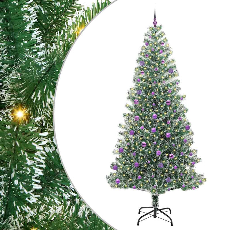 Chargez l'image dans la visionneuse de la galerie, Vidaxl kunstmatige kerstboom sneeuw gevlochten met led licht 240 cm
