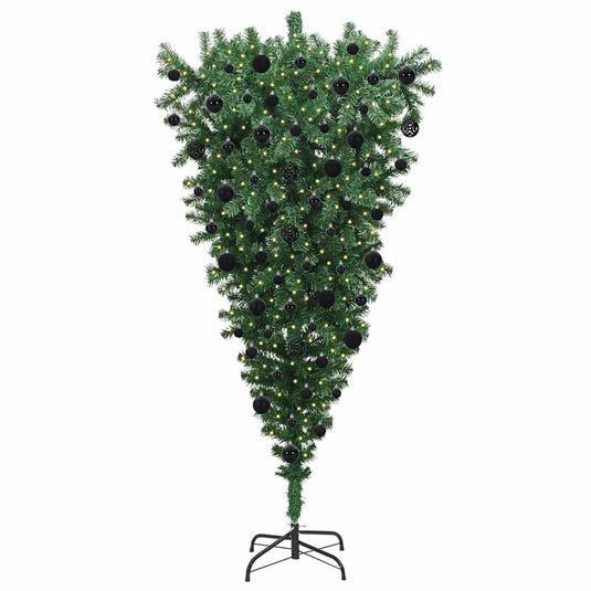 Vidaxl ondersteboven kunstkerstboom met ballenset groen 210 cm pvc