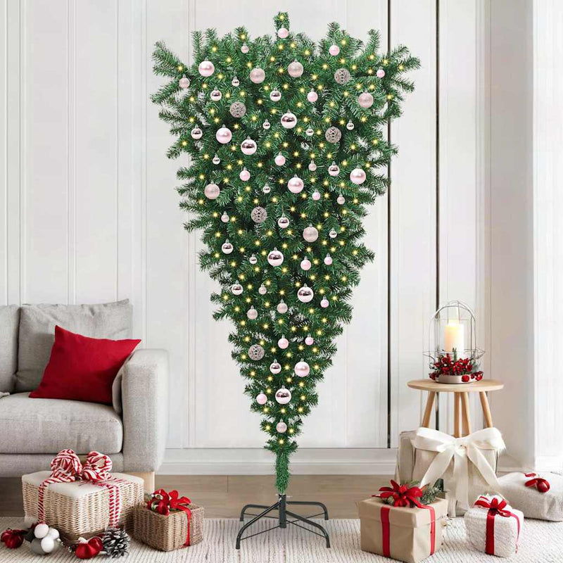 Afbeelding laden in galerijviewer, Vidaxl ophang kunst kerstboom met ballenset groen 210 cm pvc
