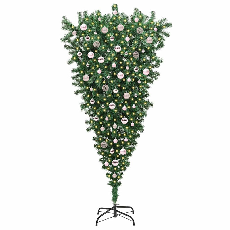 Afbeelding laden in galerijviewer, Vidaxl ophang kunst kerstboom met ballenset groen 210 cm pvc
