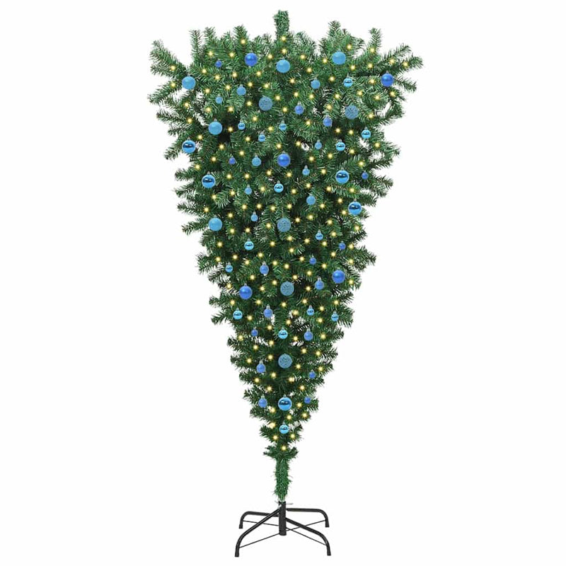 ギャラリービューアに画像をロードする, Vidaxl ondersteboven kunst kerstboom met ballenset groen 210 cm pvc

