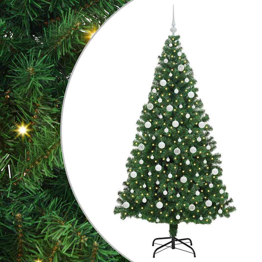 Vidaxl kunstkerstboom groen 210 cm pvc en staal en kunststof