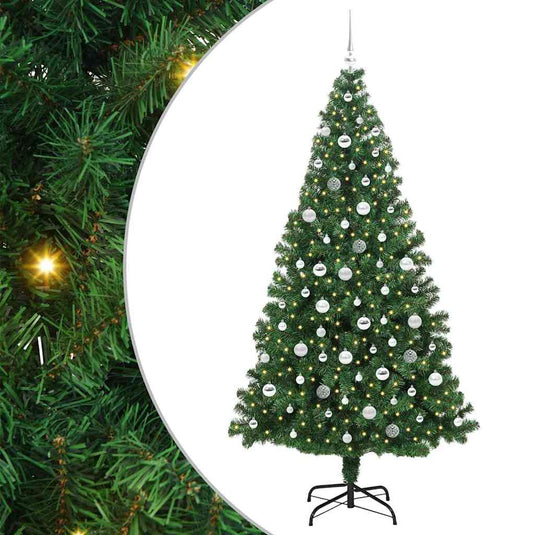 Vidaxl kunstkerstboom groen 210 cm pvc en staal en kunststof