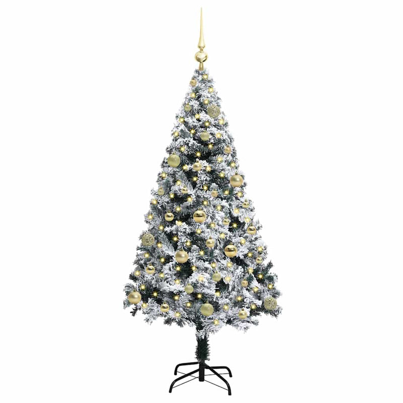 Afbeelding laden in galerijviewer, Vidaxl kunstkerstboom met 150 led wit 150 cm pvc en staal en kunststof
