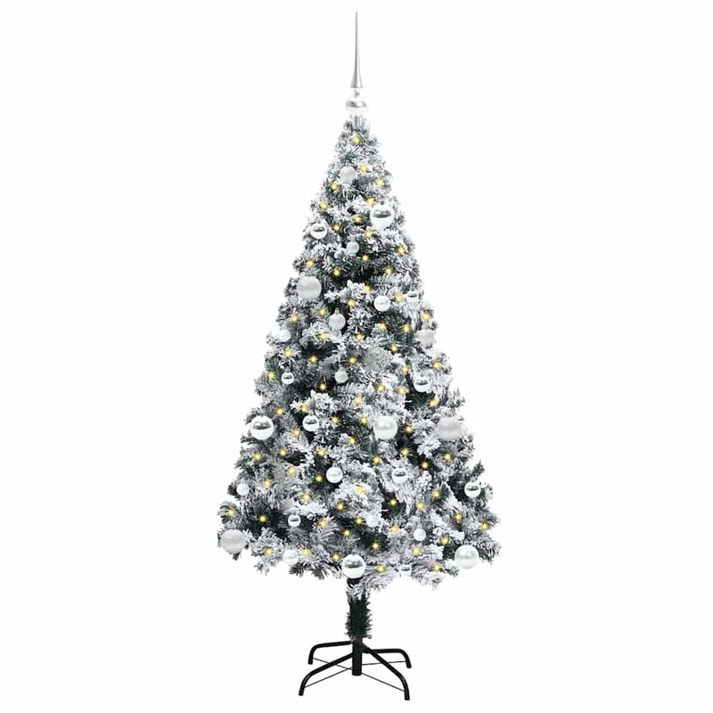 Chargez l'image dans la visionneuse de la galerie, Vidaxl kunstkerstboom met 150 led wit 150 cm pvc en staal en kunststof
