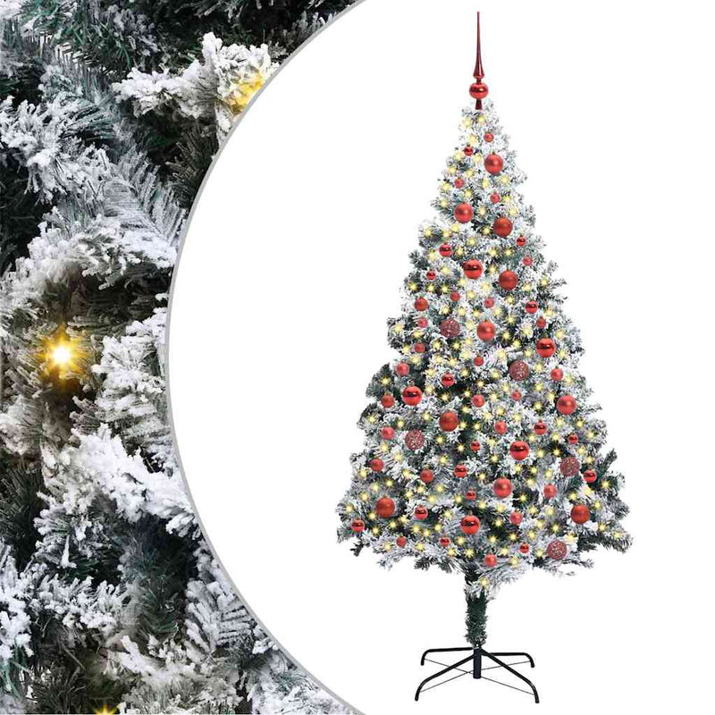 Afbeelding laden in galerijviewer, Vidaxl kunstkerstboom met 300 led wit 180 cm pvc en staal en kunststof
